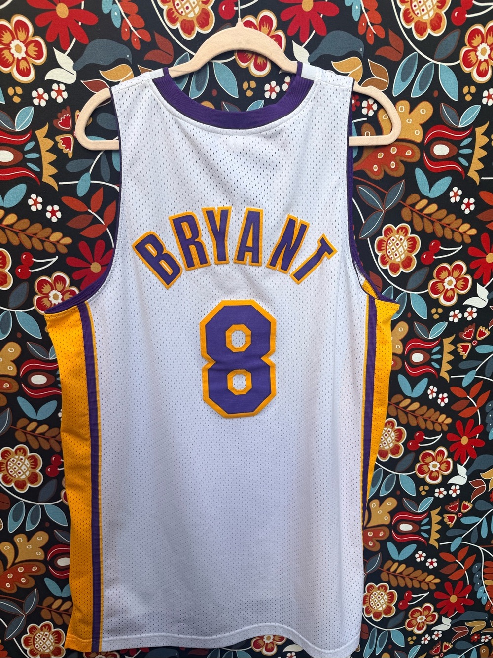 Reebok White, Purple & Gold Bryant #8 Basketball Jersey